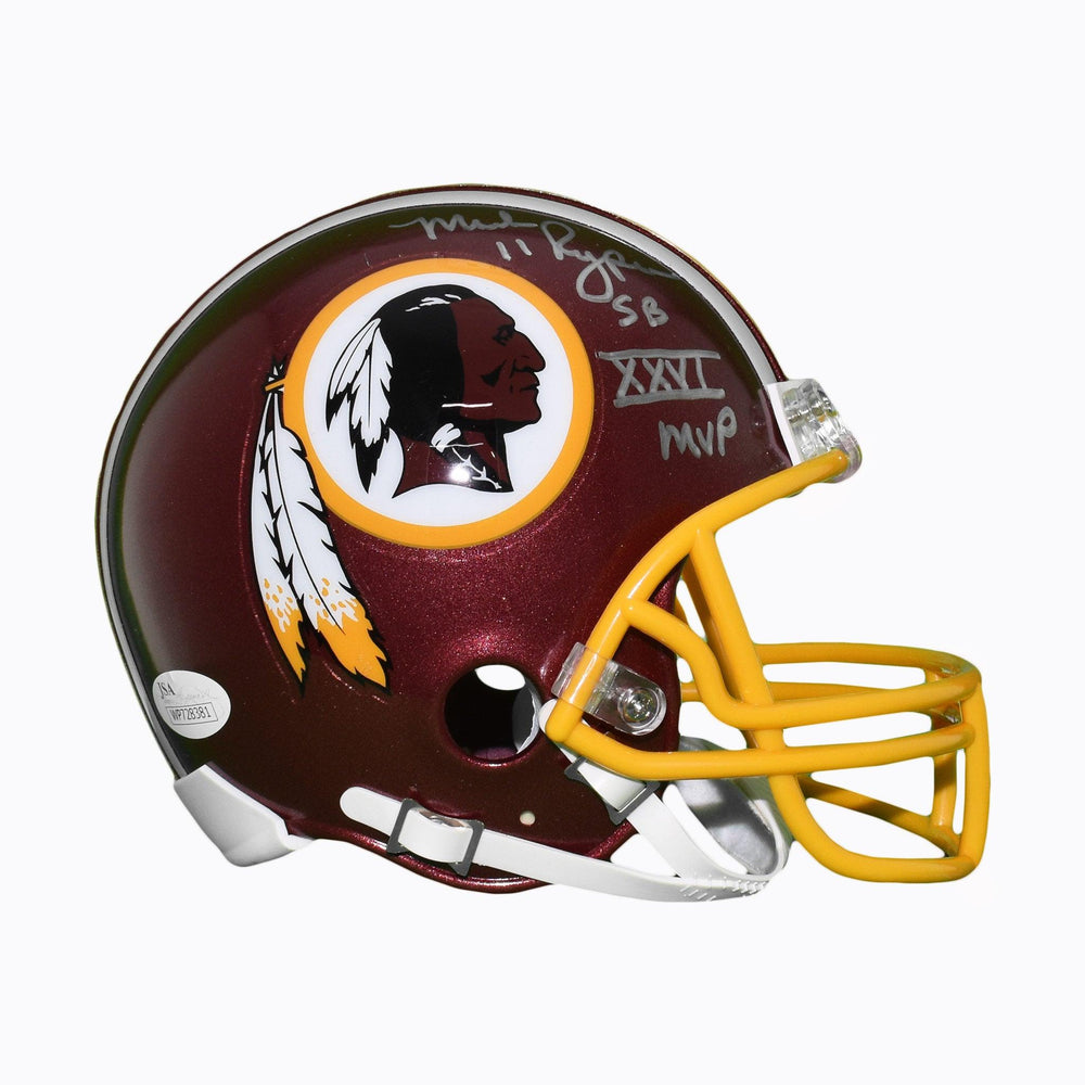 Mark Rypien Signed SB XXVI MVP Washington Redskins Mini Football Helmet (JSA) - RSA