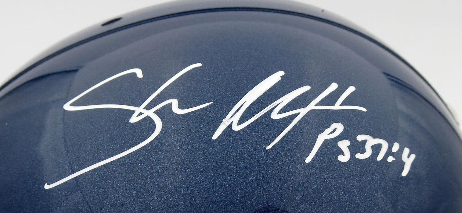 Shaun Alexander Autographed Seattle Seahawks Blue Full Size Replica Helmet Beckett BAS QR Stock #194418 - RSA