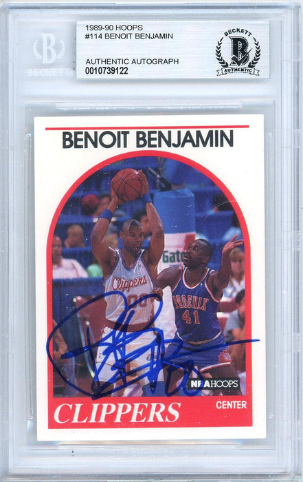 Benoit Benjamin Autographed 1989-90 Hoops Card #114 Los Angeles Clippers Beckett BAS #10739122 - RSA