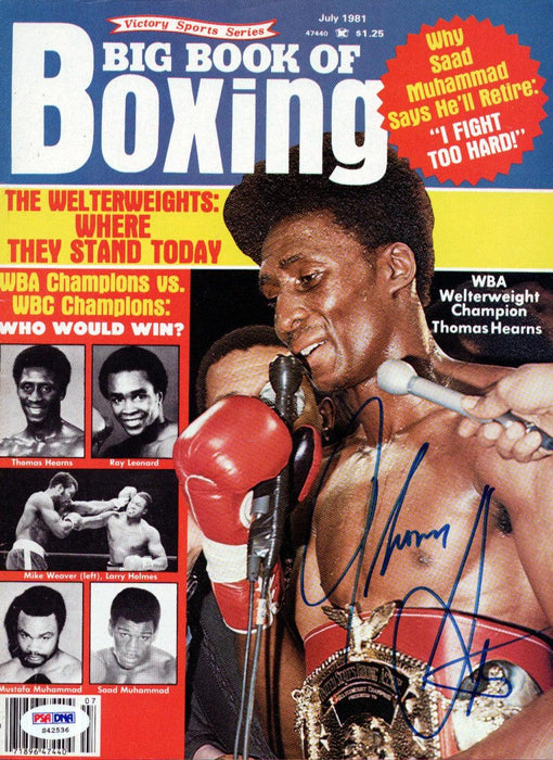 Thomas "Hitman" Hearns Autographed Big Book Of Boxing Magazine Cover PSA/DNA #S42536 - RSA