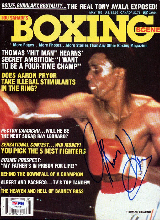 Thomas "Hitman" Hearns Autographed Boxing Scene Magazine Cover PSA/DNA #S42544 - RSA