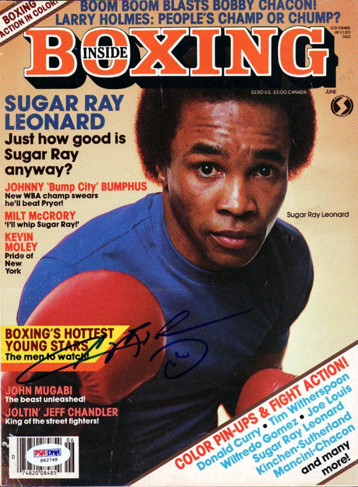 Sugar Ray Leonard Autographed Inside Boxing Magazine Cover PSA/DNA #S42748 - RSA