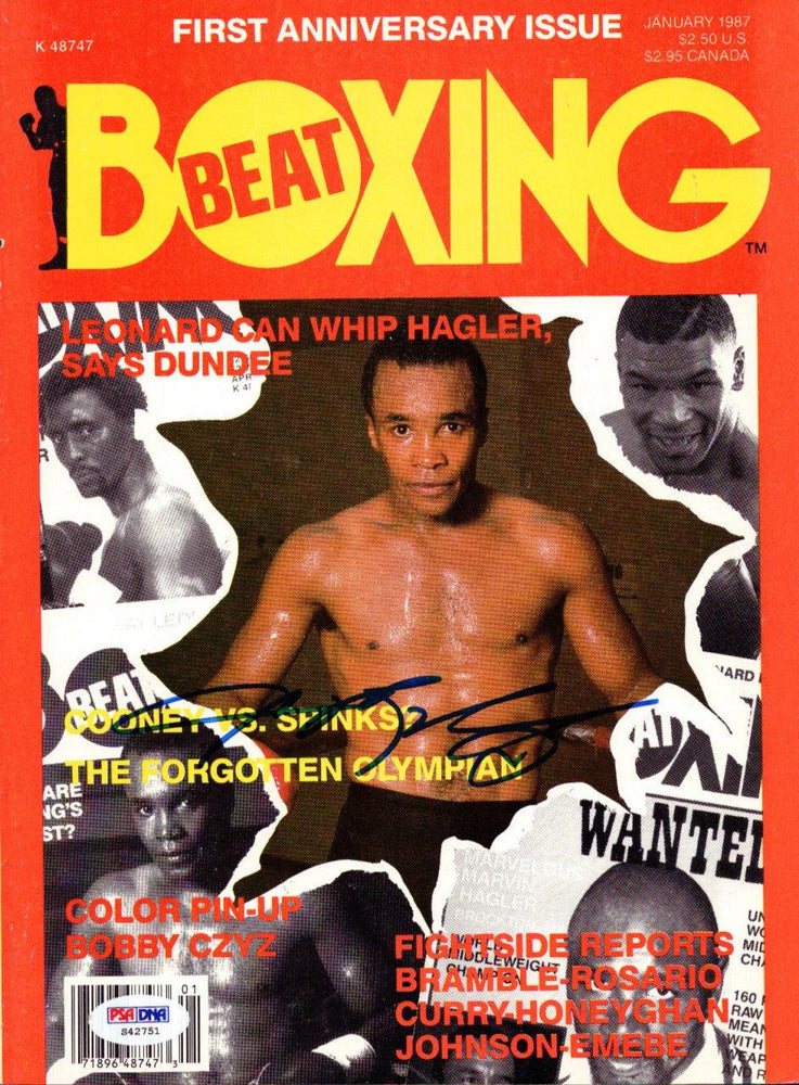 Sugar Ray Leonard Autographed Boxing Beat Magazine Cover PSA/DNA #S42751 - RSA