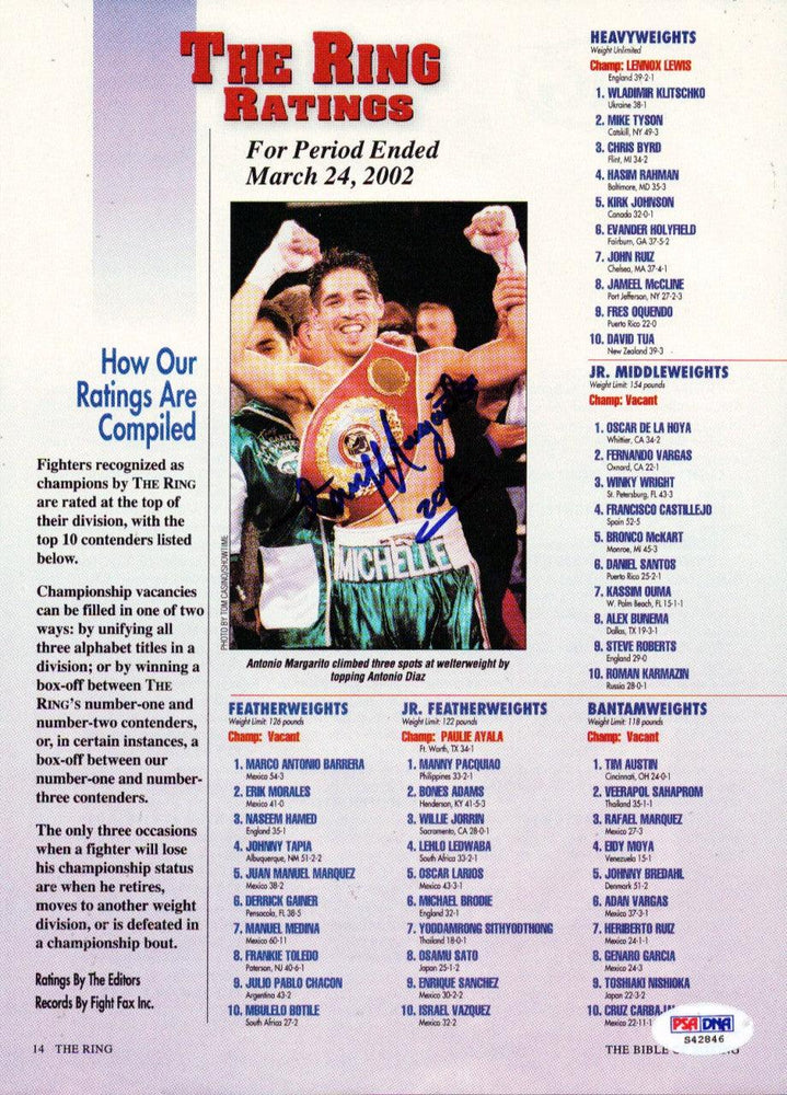 Antonio Margarito Autographed Magazine Page Photo PSA/DNA #S42846 - RSA