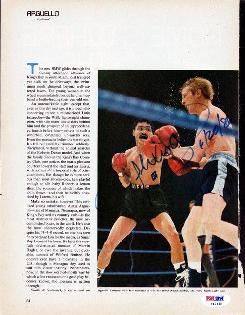 Alexis Arguello Autographed Magazine Page Photo PSA/DNA #S47448 - RSA