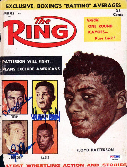 Ingemar Johansson, Harry Cooper & Brian London Autographed The Ring Magazine Cover PSA/DNA #S47559 - RSA