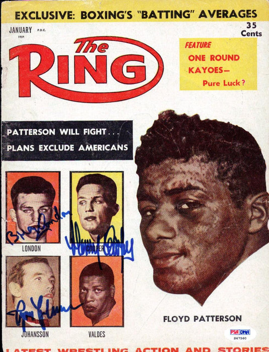 Ingemar Johansson, Harry Cooper & Brian London Autographed The Ring Magazine Cover PSA/DNA #S47560 - RSA