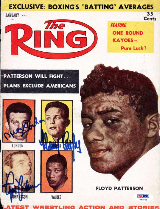 Ingemar Johansson, Harry Cooper & Brian London Autographed The Ring Magazine Cover PSA/DNA #S47561 - RSA