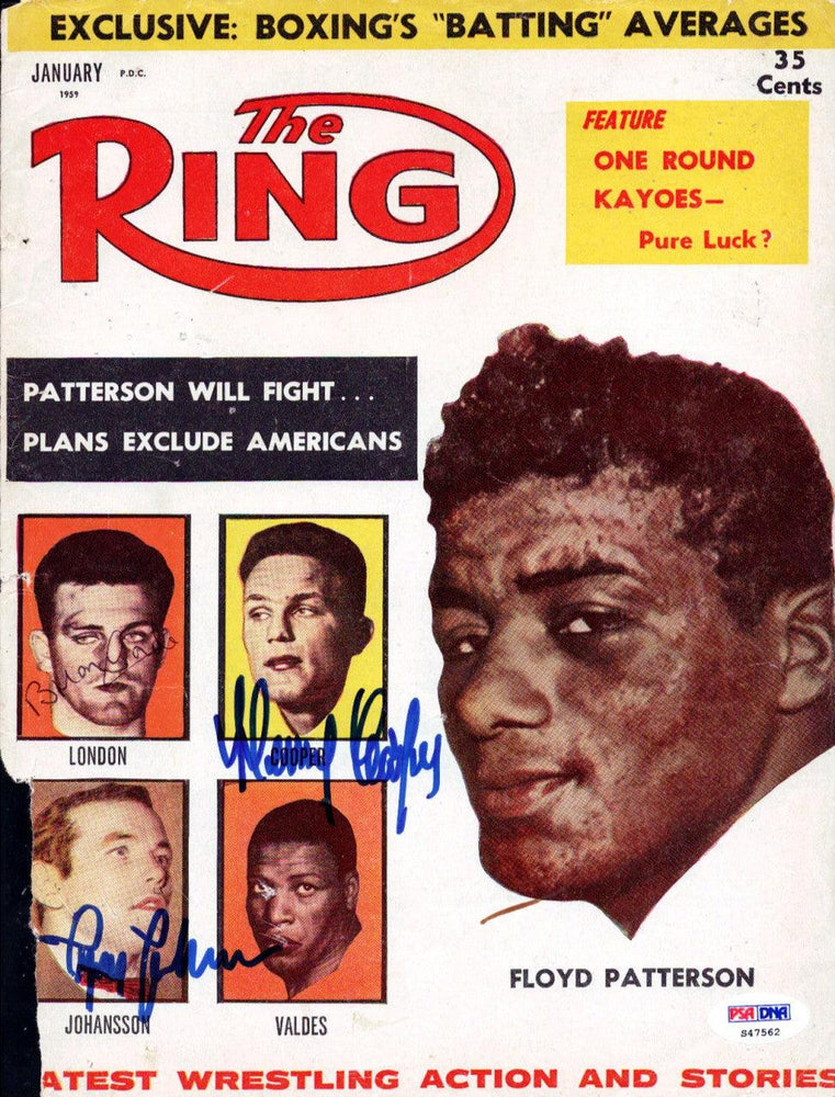 Ingemar Johansson, Harry Cooper & Brian London Autographed The Ring Magazine Cover PSA/DNA #S47562 - RSA
