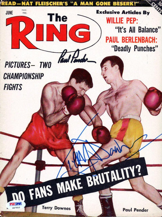 Terry Downes & Paul Pender Autographed The Ring Magazine Cover PSA/DNA #S47610 - RSA