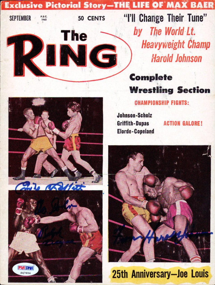 Emile Griffith, Ralph Dupas & Harold Johnson Autographed The Ring Magazine Cover "To John" PSA/DNA #S47654 - RSA