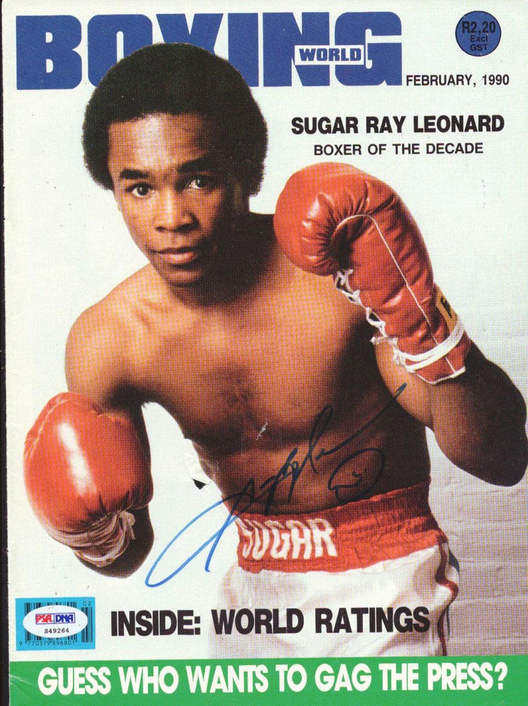 Sugar Ray Leonard Autographed Boxing World Magazine Cover PSA/DNA #S49264 - RSA