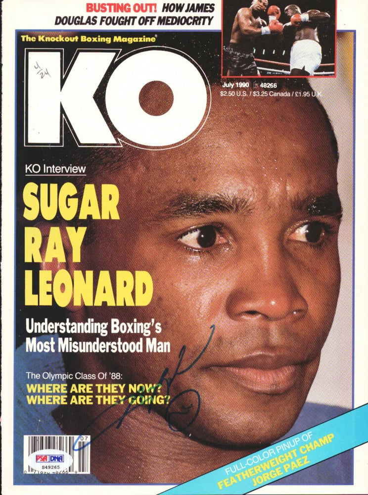 Sugar Ray Leonard Autographed KO Boxing Magazine Cover PSA/DNA #S49265 - RSA