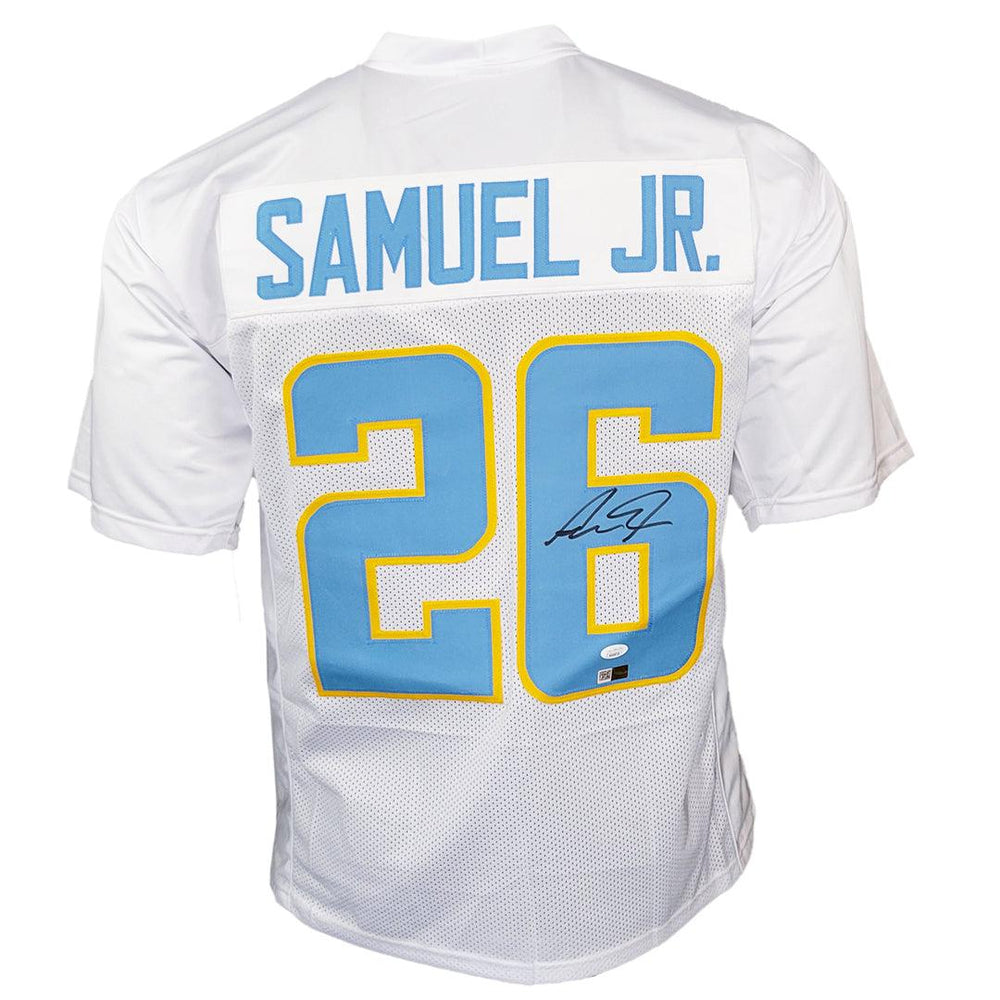 Asante Samuel Jr Signed Los Angeles White Football Jersey (JSA) - RSA