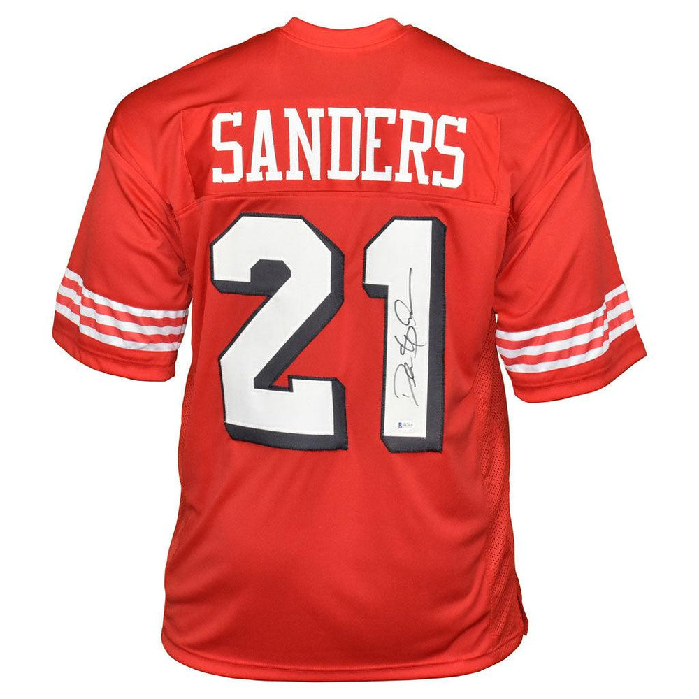 Deion Sanders Signed San Francisco Pro Red Shadow Number Football Jersey (Beckett) - RSA