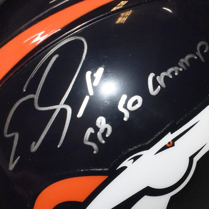 Emmanuel Sanders Signed SB 50 Champ Denver Broncos Mini Football Helmet (JSA) - RSA
