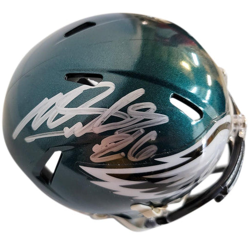 Miles Sanders Signed Philadelphia Eagles Speed Mini Replica Football Helmet (JSA) - RSA