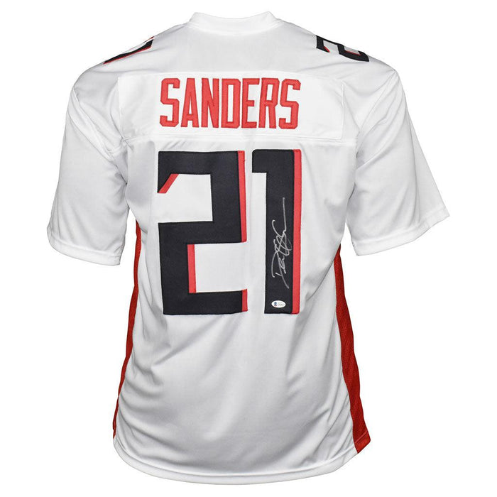 Deion Sanders Signed Atlanta Pro White Football Jersey (Beckett) - RSA