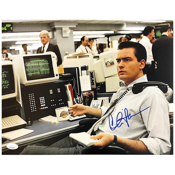 Charlie Sheen Signed Wall Street Coffee 11x14 Photo (JSA) - RSA