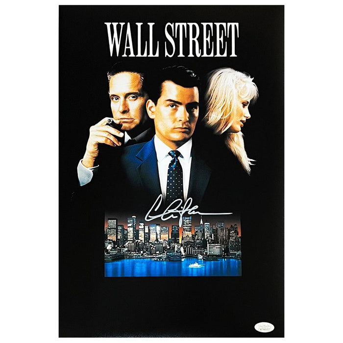 Charlie Sheen Signed Wall Street Movie Poster 12x18 Photo (JSA) - RSA
