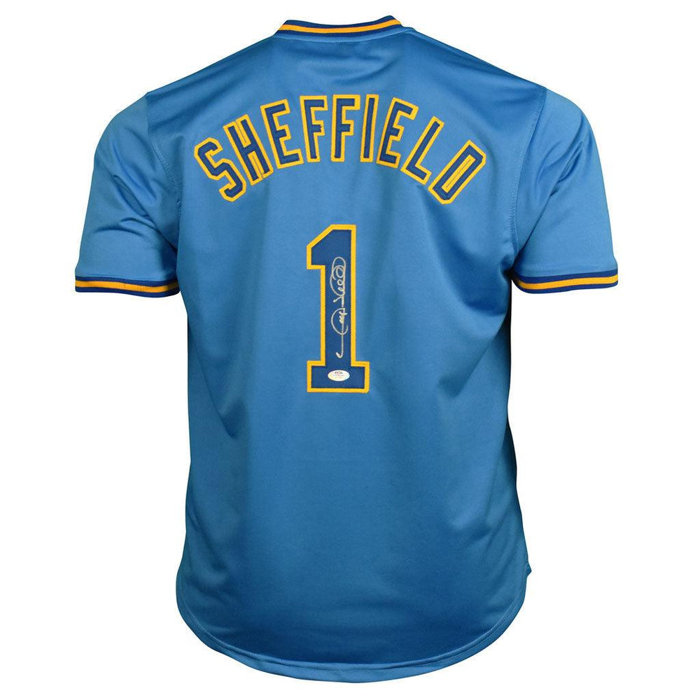 Gary Sheffield Signed Milwaukee Blue Baseball Jersey (JSA) - RSA
