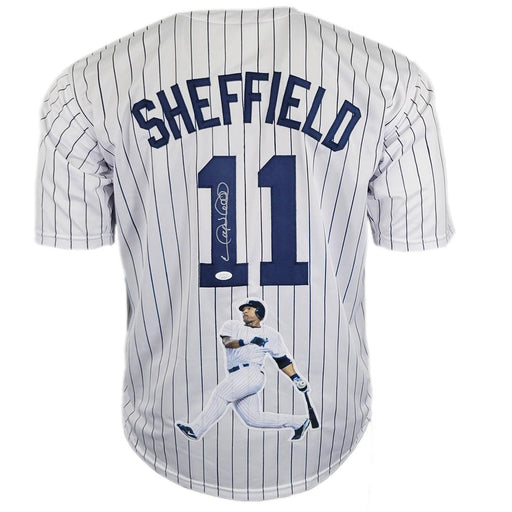 Gary Sheffield Signed New York Pinstripe Decal Baseball Jersey (JSA) - RSA