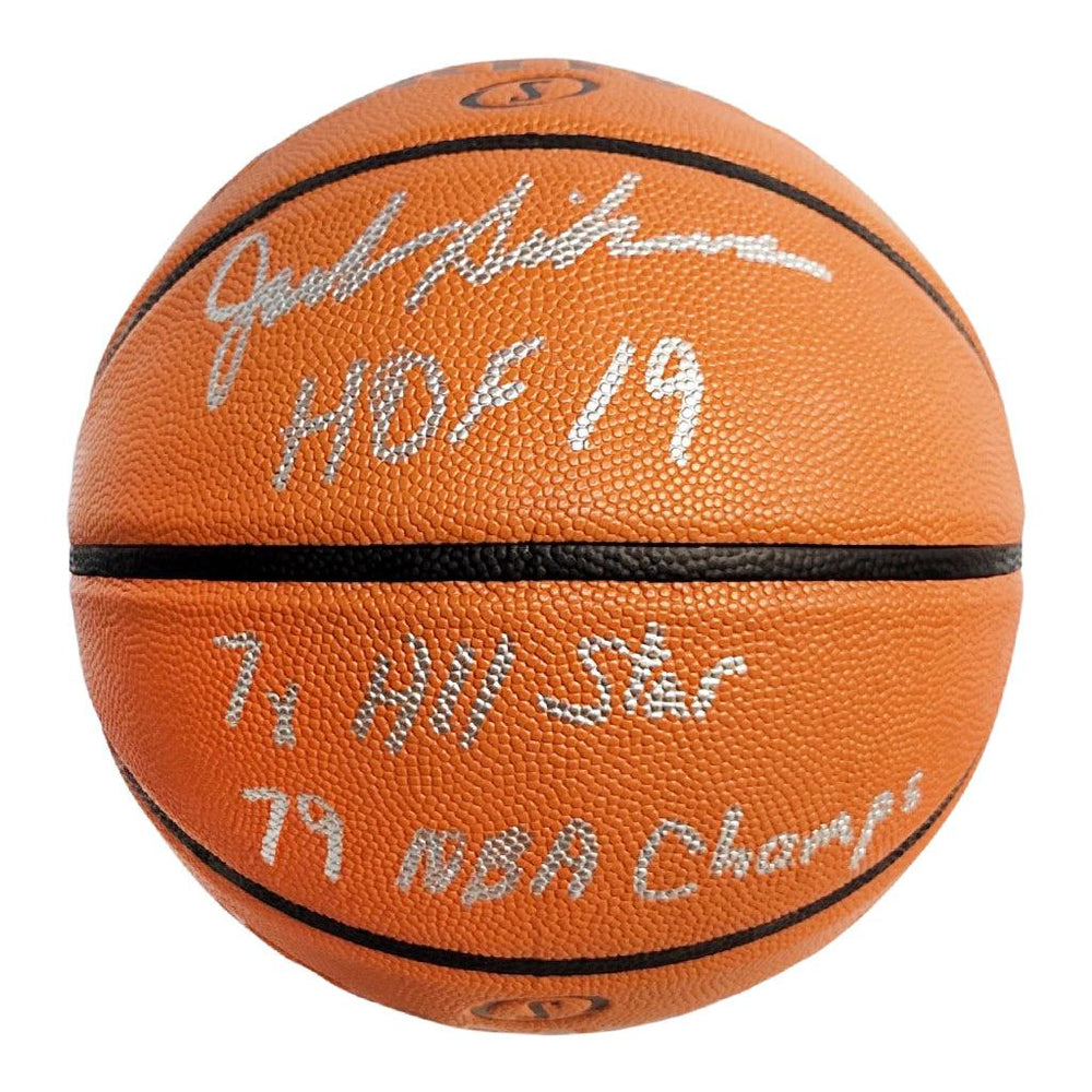 Jack Sikma Signed Three Inscription Spalding NBA Neverflat I/O Basketball (JSA) - RSA