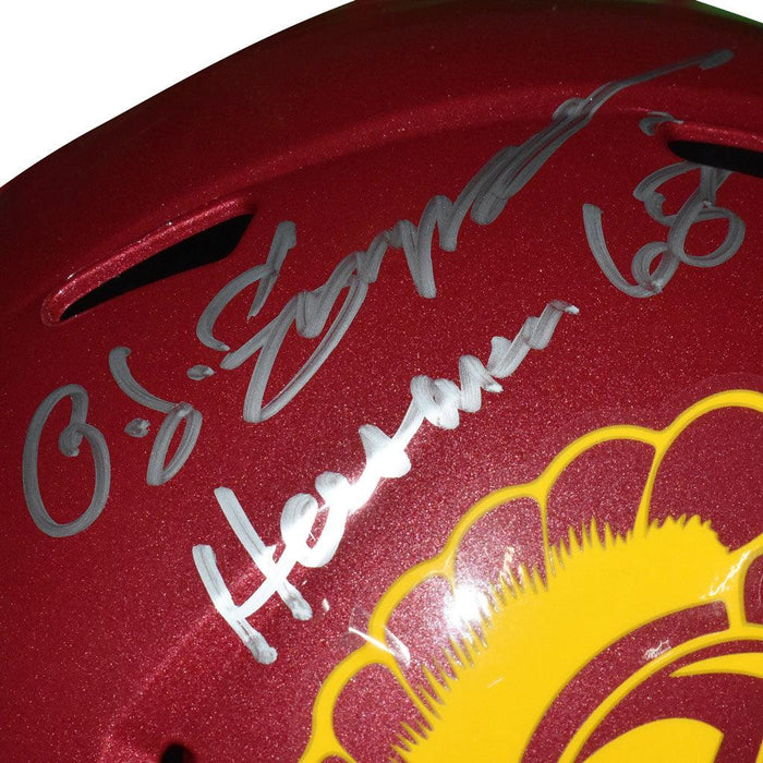OJ Simpson Signed Heisman 68 Inscription USC Trojans Riddell Speed Full-Size Replica Football Helmet (JSA) - RSA
