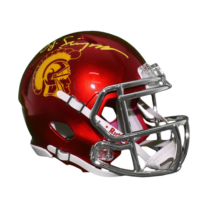 OJ Simpson Signed USC Mini Chrome Speed Football Helmet (JSA) - RSA