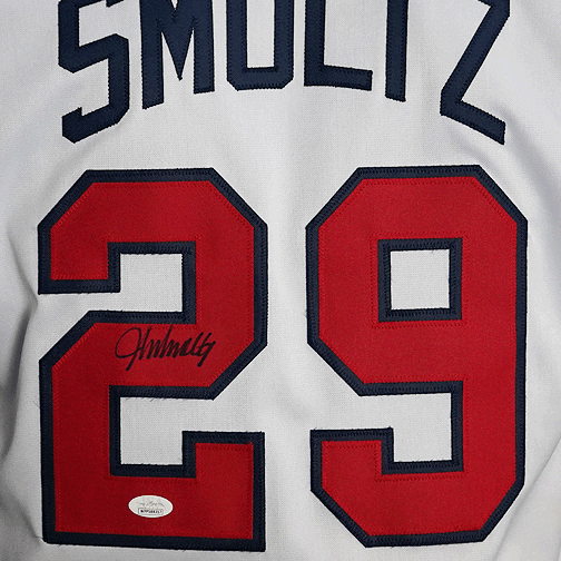 John Smoltz Signed Pro Style Stat Baseball Jersey White (JSA) - RSA