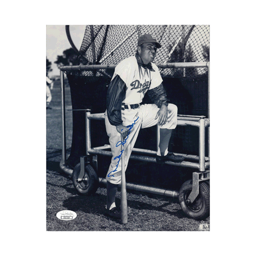 Duke Snider Brooklyn Dodgers Autographed Baseball 8 x 10 Photo (JSA) Pose 2 - RSA