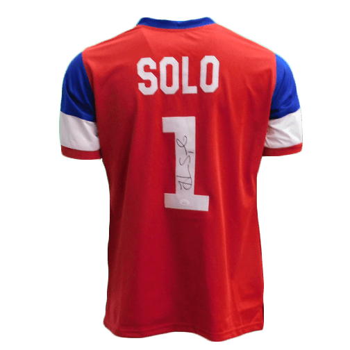 Hope Solo Autographed USA Red/White/Blue Soccer Jersey (JSA) - RSA