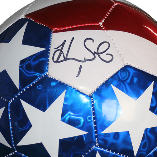 Hope Solo Autographed USA Flag Soccer Ball JSA - RSA