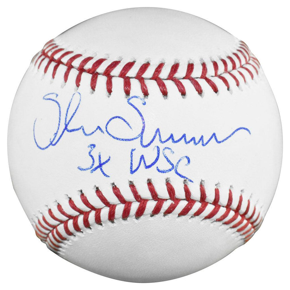 Shane Spencer Signed 3x WSC Inscription Rawlings Official Major League Baseball (JSA) - RSA