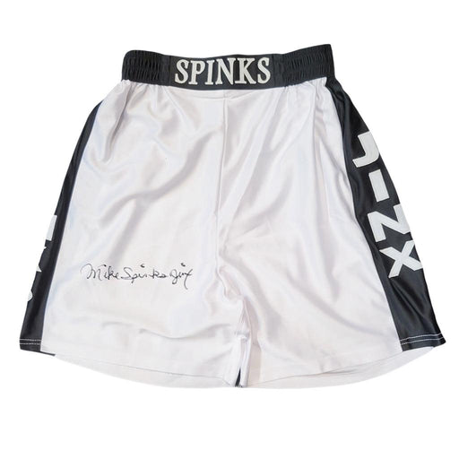 Michael "Jinx" Spinks Signed White Boxing Trunks (JSA) - RSA