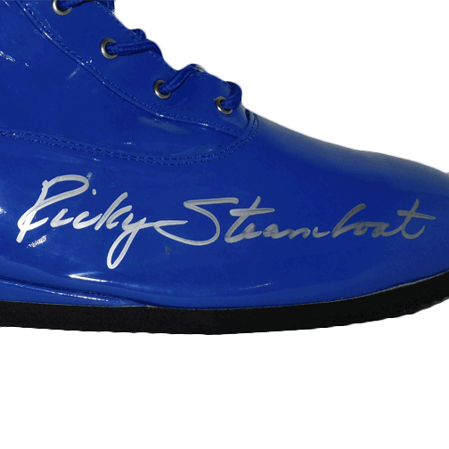 Ricky Steamboat Autographed Pro Wrestling Full-Size Boot Blue (JSA) - RSA