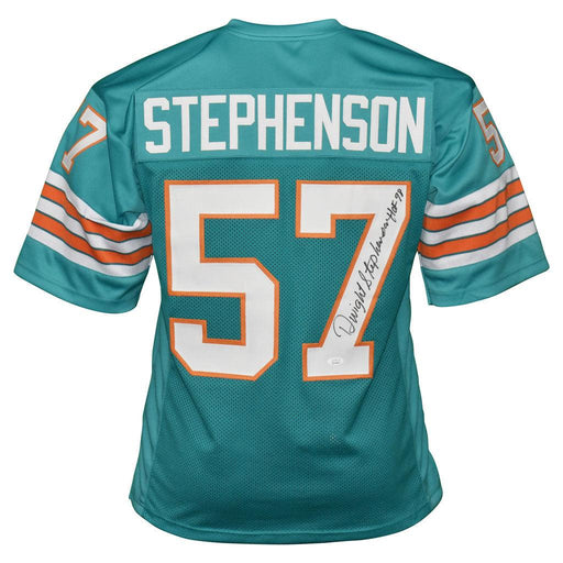 Dwight Stephenson Signed HOF 98 Inscription Miami Pro Blue Football Jersey (JSA) - RSA