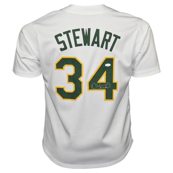 Dave Stewart Signed Oakland White Baseball Jersey (JSA) - RSA