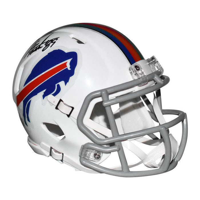 Steve Tasker Signed Buffalo Bills Speed Mini Replica White Football Helmet (JSA) - RSA