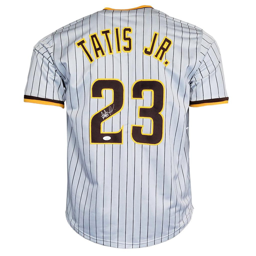 Fernando Tatis Signed San Diego Grey Pinstripe Baseball Jersey (JSA) — RSA