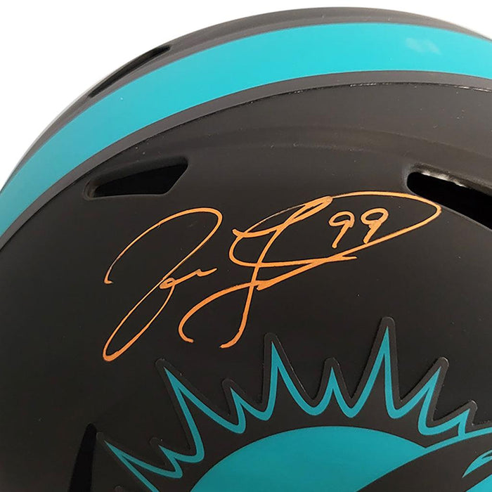 Jason Taylor Signed orange ink Miami Dolphins Eclipse Speed Full-Size Replica Football Helmet (Beckett) - RSA