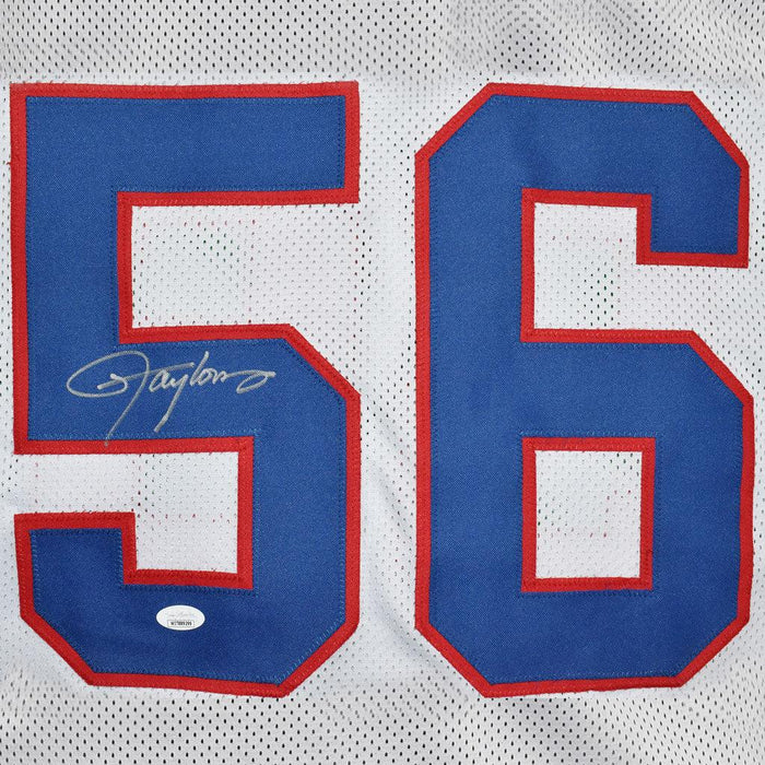 Lawrence Taylor Signed New York White Stats Football Jersey (JSA) - RSA