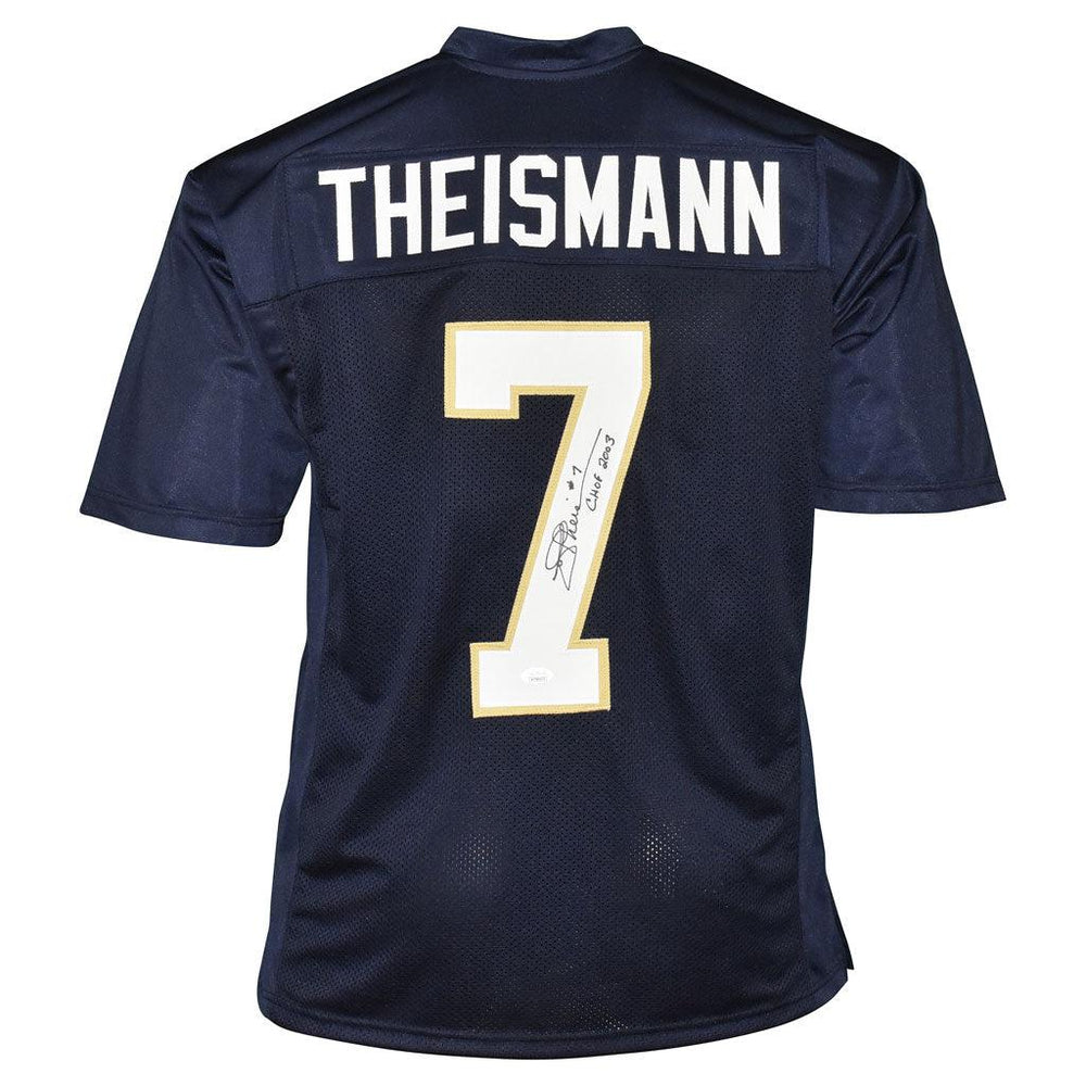 Joe Theismann Signed College HOF 2003 Inscription Notre Dame College Blue Football Jersey (JSA) - RSA