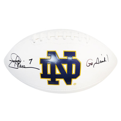 Joe Theismann Signed Go Irish Inscription Notre Dame Irish Official NFL Team Logo Football (JSA) - RSA