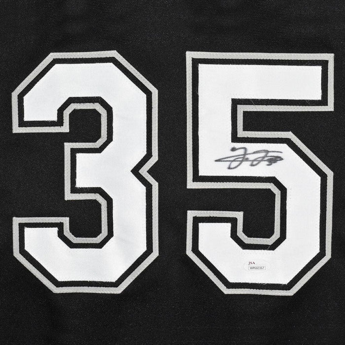 Frank Thomas Signed Chicago Black Baseball Jersey (Beckett )