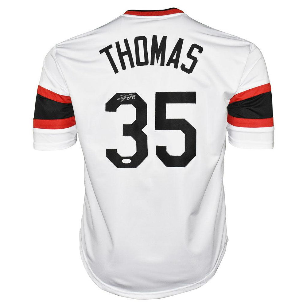 Frank Thomas Signed Chicago White Throwback Baseball Jersey (JSA)