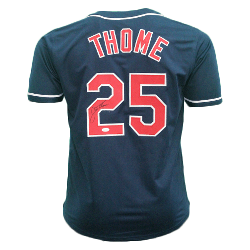 Jim Thome Autographed Baseball Cleveland Jersey Navy (JSA) - RSA