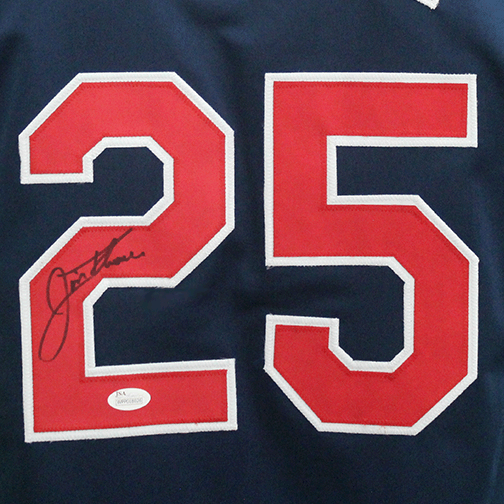 Jim Thome Autographed Baseball Cleveland Jersey Navy (JSA) - RSA
