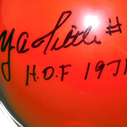 Y.A. Tittle Signed HOF 1971 in Black Riddell Red Mini Helmet (JSA) - RSA