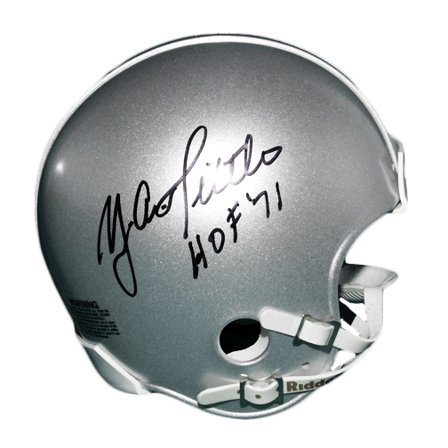 Y.A. Tittle Signed HOF '71 Silver Mini Helmet (JSA) - RSA